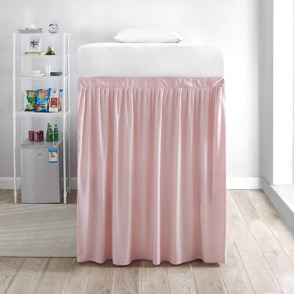 Urban Bedding Jupe de lit à volants anti-poussière - Taie d'oreiller assortie - 63,5 cm de hauteur - 100 % coton égyptien - Taille double XL - Rose clair